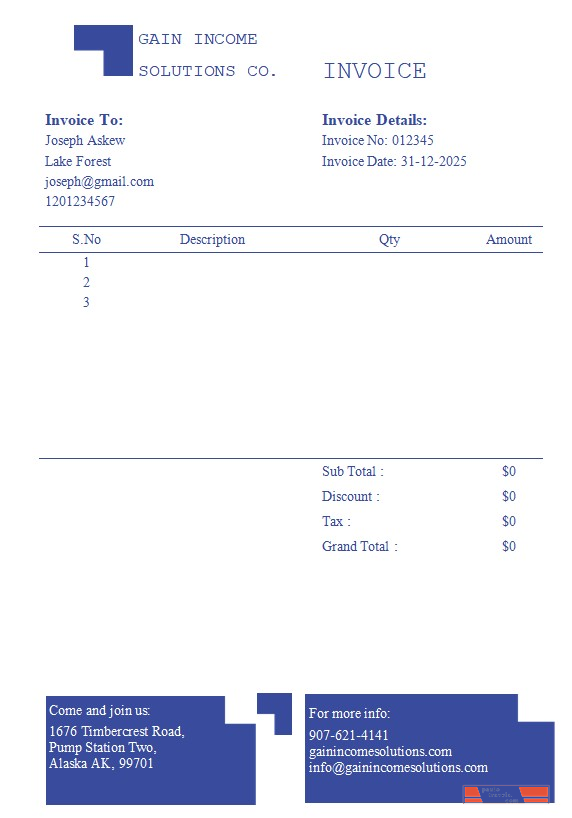 Accountancy Firm Invoice Template PSD template